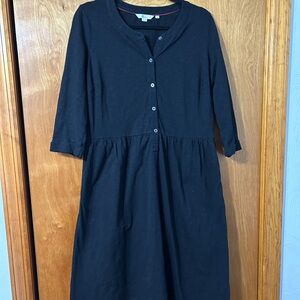 Boden Black Button-Front Dress